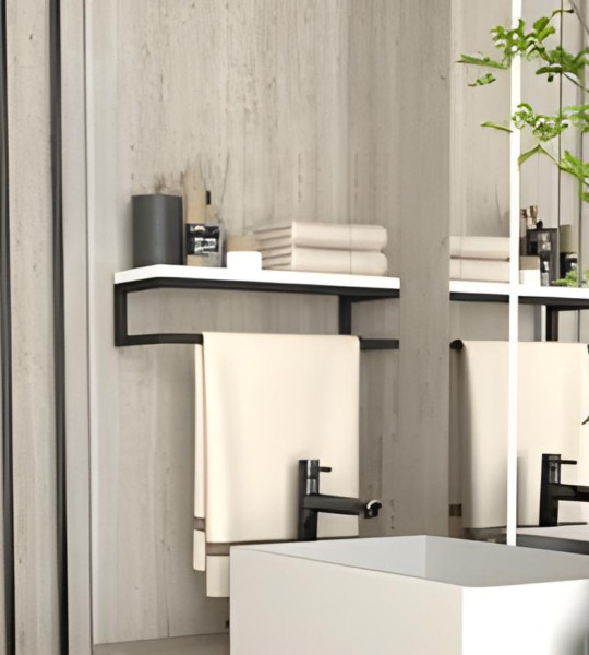 Porte-Serviettes Murale en Métal et Bois MDF