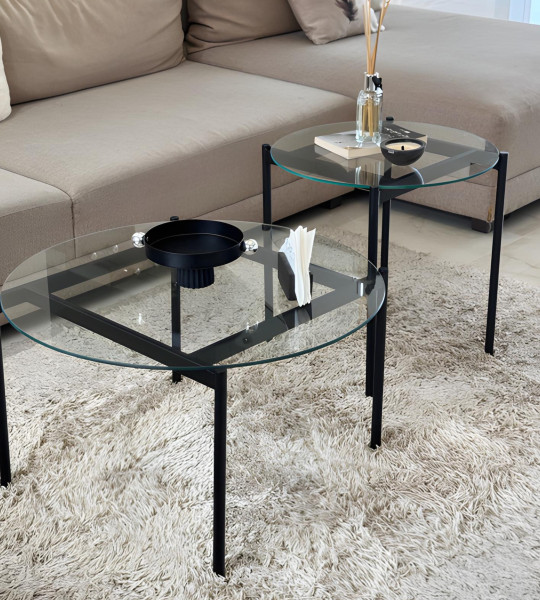 Ensemble de Tables Basses OSCAR – Plateau en Verre Trempé